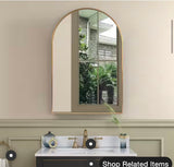 20 in. W x 30 in. H Arched Gold Aluminum Alloy Framed Wall Mirror Decorative Wall Mirror