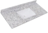49 in. W x 22 in. D Cultured Marble White Rectangular Single Sink Vanity Top in Everest