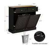 39.4 in. W x 13.5 in. D x 36 in. H in Black MDF Assemble Pull Out Kitchen Cabinet with Drawer Recycling Trash Cabinet