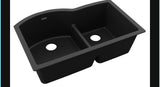 Quartz Classic® 33" x 22" x 10" Offset 60/40 Double Bowl Undermount Sink with Aqua Divide Black