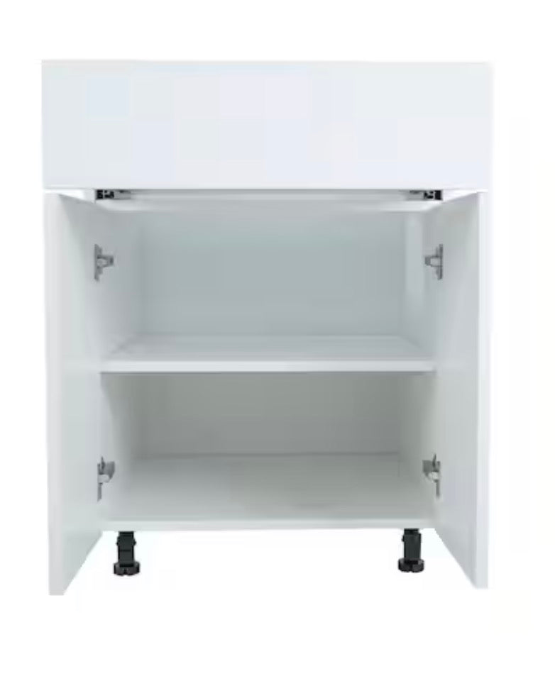 Radiance 30 in. W x 24 in. D x 34.5 in. H Ready to Assemble Slab Sink Base Kitchen Cabinet in White Gloss