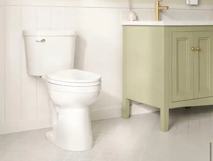 Maxwell Choice 12 in. Rough-in 2-Piece 1.28 GPF Single Flush Elongated Chair Height Toilet in White with Soft Close Seat