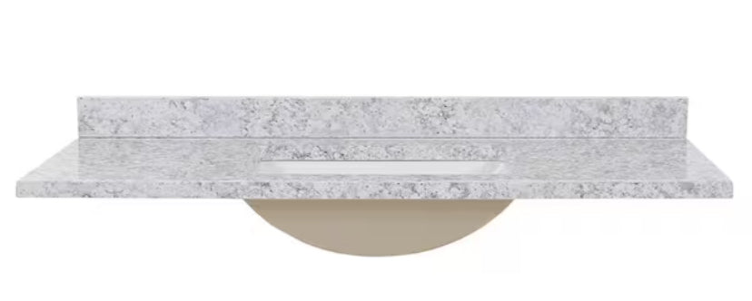 49 in. W x 22 in. D Cultured Marble White Rectangular Single Sink Vanity Top in Everest