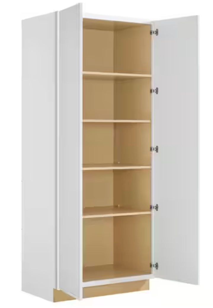 Leyton 36 in. W x 24 in. D x 90 in. H Ready To Assemble Plywood Slim Shaker Wide Pantry Kitchen Cabinet in Alpine White
