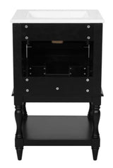 20 in. Black Bath Vanity with White Ceramic Sink Top and 2 Drawers