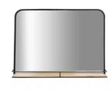 Black 24 in. x 18 in. Modern Metal With Folding Shelf Framed Mirror