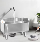 16.1 in. D x 31.49 in. W Stainless Steel Freestanding Floor Mop Basin, Mounted Laundry Sink for Commercial Use