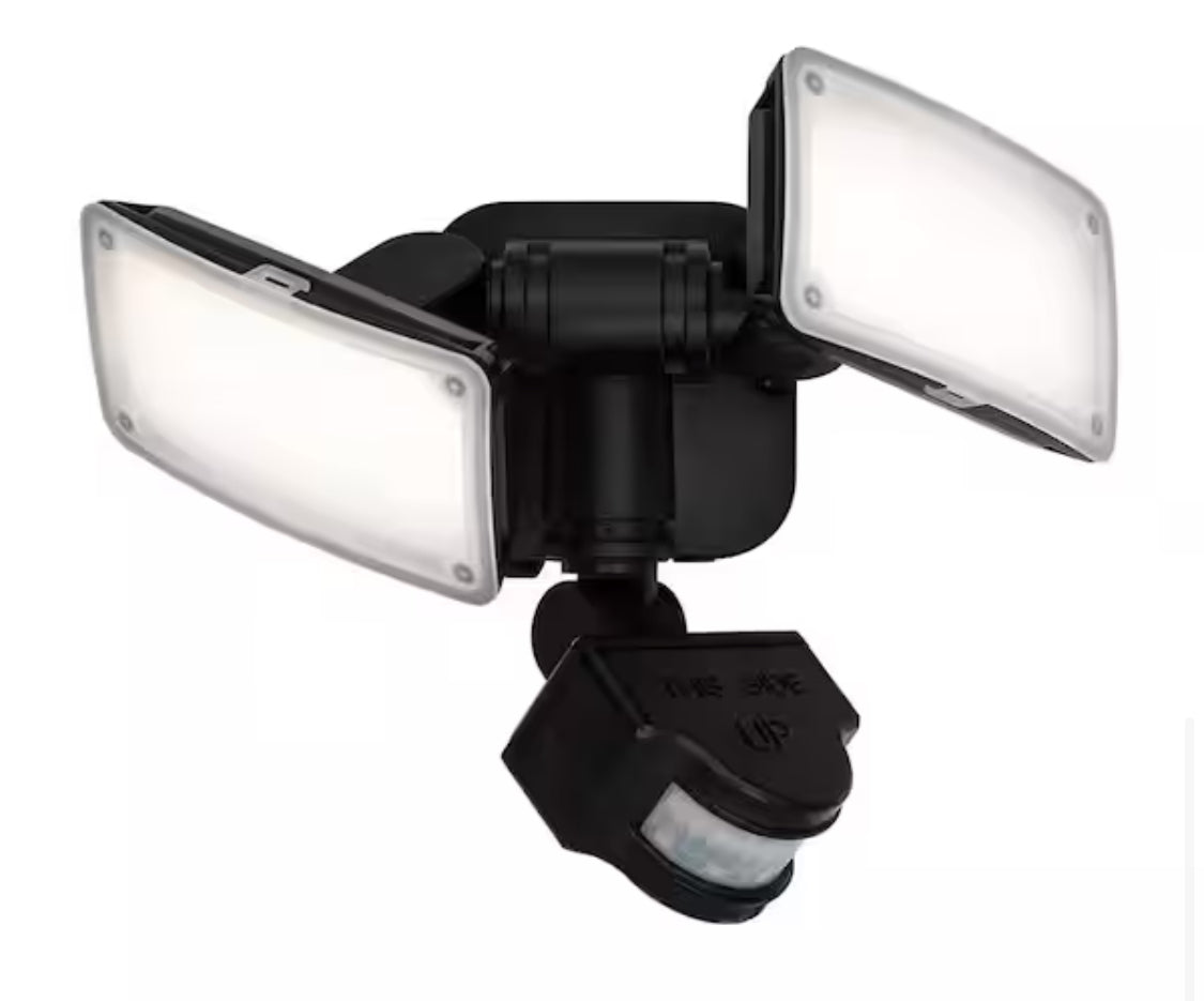 180Â° Black Motion Sensor Solar Powered Outdoor 2-Head LED Security Flood Light 1000 Lumens