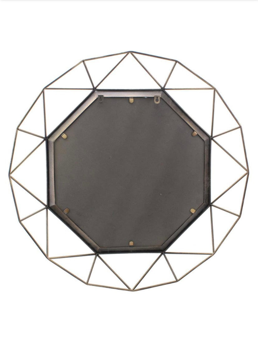 Medium Round Gold Art Deco Mirror (29.75 in. H x 29.75 in. W)