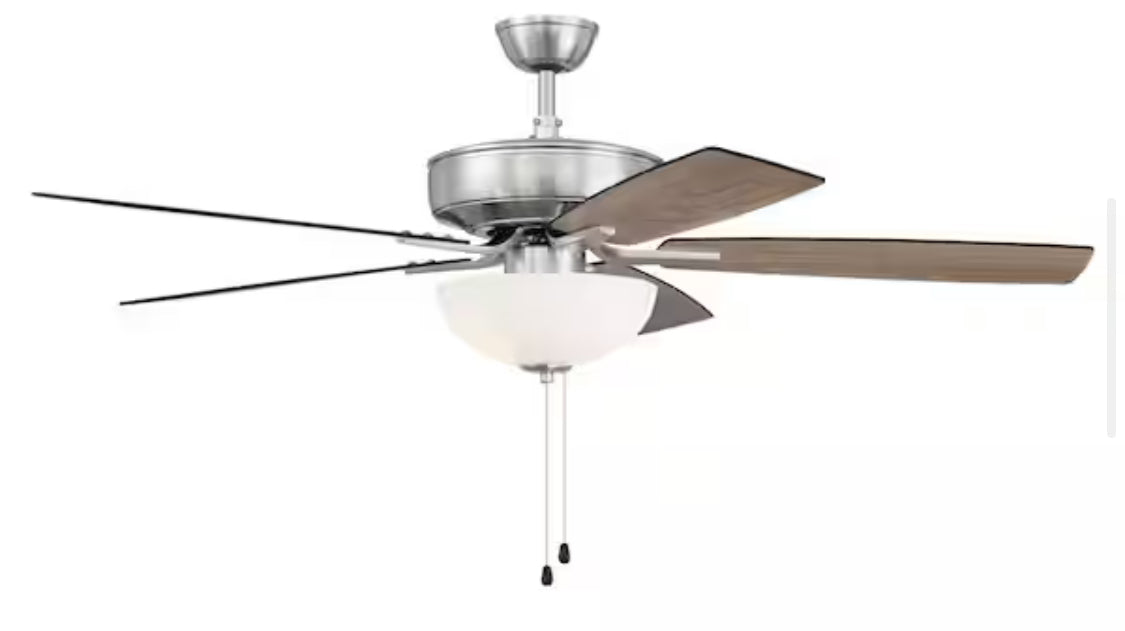 Pro Plus-211 52 in. Indoor Dual Mount Brushed Polished Nickel Ceiling Fan with Optional LED White Bowl Light Kit