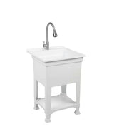 24 in. W x 24 in. D x 35 in. H Freestanding Laundry/Utility Sink in White with Stainless Steel Pull-Out Faucet