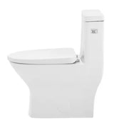 MacKenzie One-Piece 12 in. Rough-in 1.28 GPF Right-Hand Single Flush Round Toilet in Glossy White
