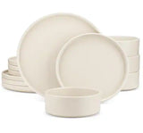 VENUS 12-Pieces Cream Stoneware Dinnerware Set, Service for 4