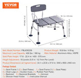 Tub Transfer Bench for Bathtub 16 in. W Freestanding Shower Bench Lightweight Shower Bench in Gray with Armrest