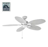 Lillycrest 52 in. Indoor/Outdoor Matte White Ceiling Fan with Downrod and Reversible Motor; Light Kit Adaptable