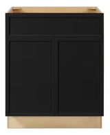 Leyton 27 in. W x 24 in. D x 34.5 in. H Ready to Assemble Plywood Slim Shaker Base Kitchen Cabinet in Raven Black