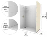 Subway Horizontal 32 in x 60 in x 84 in. Solid Composite Stone Alcove Shower Kit with Walls and White Pan Base L/R Drain