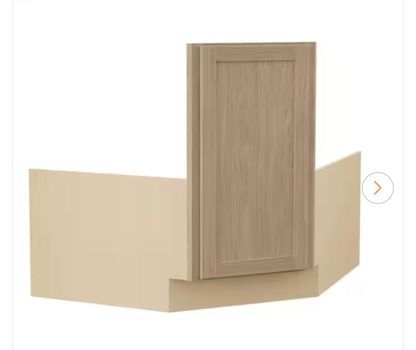 Sinclair 36 in. W x 24 in. D x 34.5 in. H UnAssembled Corner Sink Base Cabinet in Shaker Light Oak