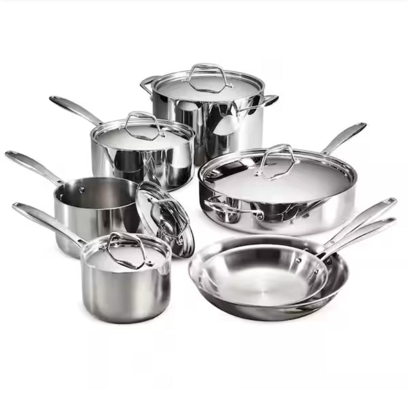 Gourmet Tri-Ply Clad 12-Piece Stainless Steel Cookware Set
