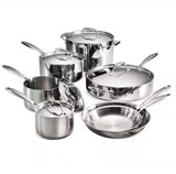 Gourmet Tri-Ply Clad 12-Piece Stainless Steel Cookware Set