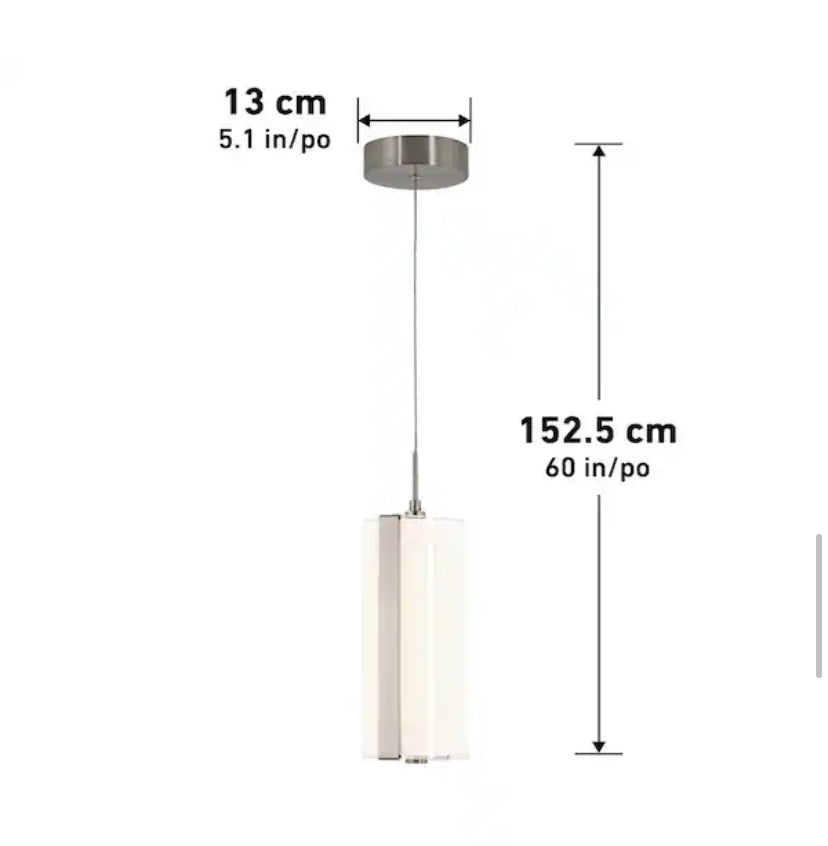 Subway Round 12-Watt 1 Light Chrome Modern Integrated LED Mini Pendant Light Fixture for Kitchen Island