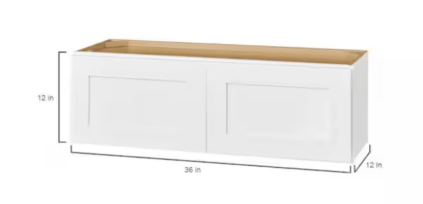 Avondale 36 in. W x 12 in. D x 12 in. H Ready to Assemble Plywood Shaker Wall Bridge Kitchen Cabinet in Alpine White