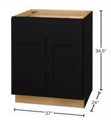 Avondale 27 in. W x 24 in. D x 34.5 in. H Ready to Assemble Plywood Shaker Base Kitchen Cabinet in Raven Black
