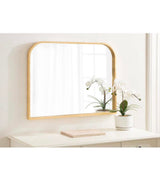 Travis Gold 36 in. W x 28 in. H Arch MDF Wall Mirror
