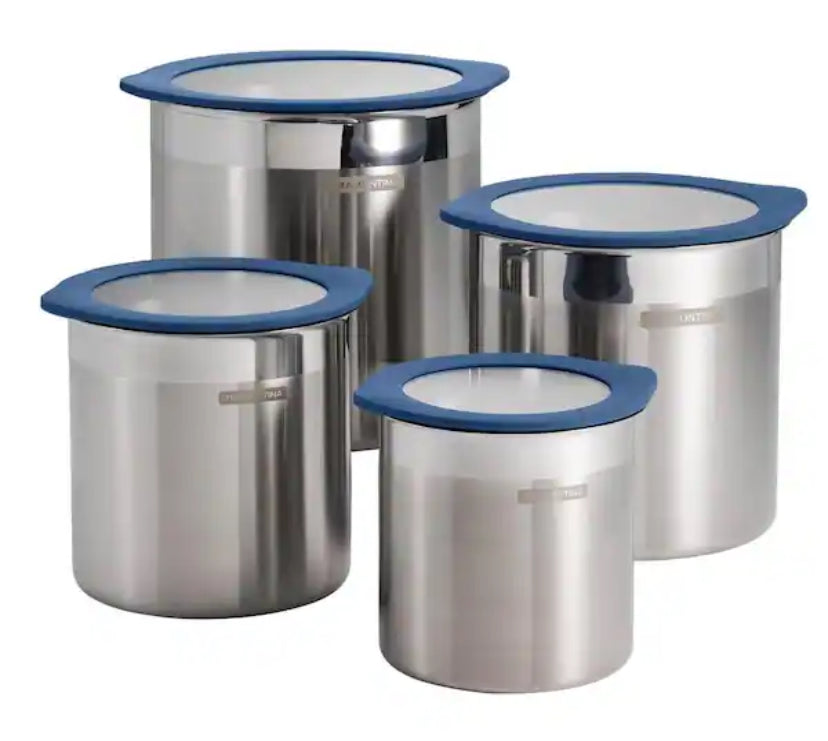 4 Pc Stainless Steel Canister Set - Blue