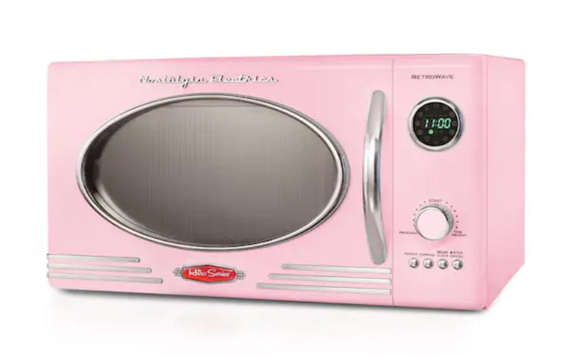 Retro Series 19.5 in. Wide 0.9 cu. ft. 800-Watt Countertop Microwave in Pink