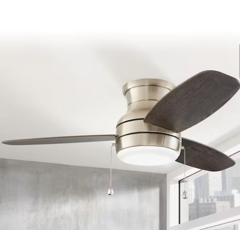 Ashby Park 44 in. White Color Changing Integrated LED Brushed Nickel Ceiling Fan with Light Kit and 3 Reversible Blades