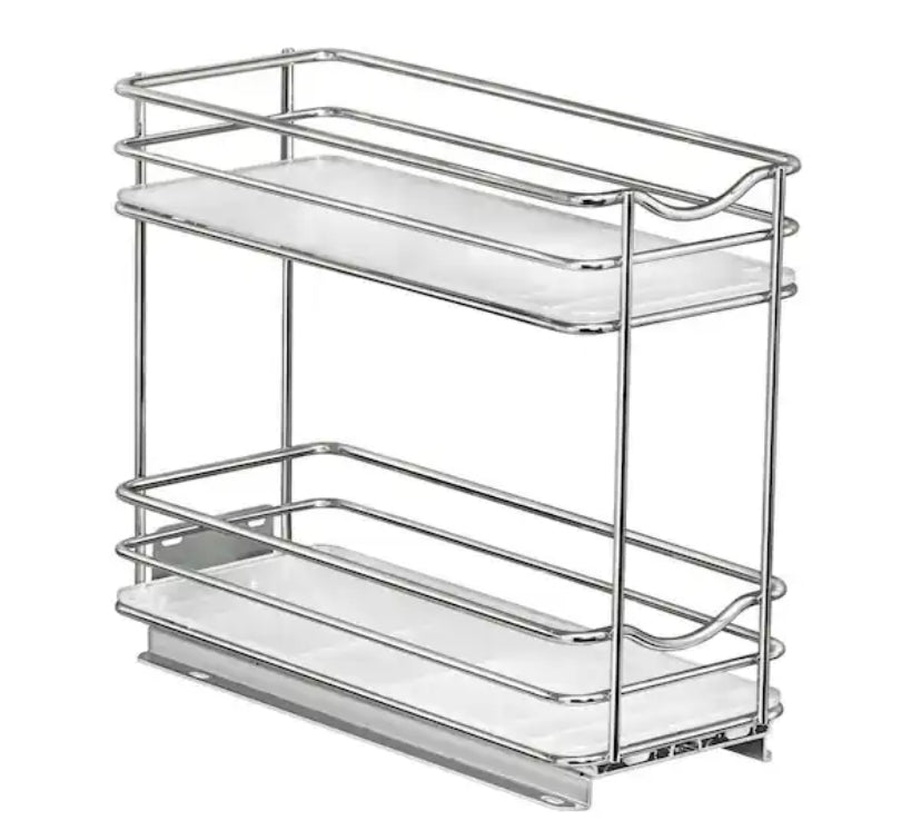 Slide Out Spice Rack Pull Out Cabinet Organizer 4-1/4 in. Wide - Double, Chrome