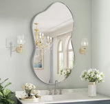 46 in. W. x 26 in. H Irregular Silver Aluminum Alloy Framed Wall Mirror Asymmetrical Wall Mirror