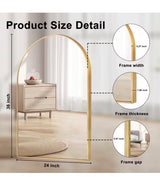 24 in. W x 36 in. H Gold Vanity Arched Wall Mirror Aluminium Alloy Frame Bathroom Mirror(2-Pieces)