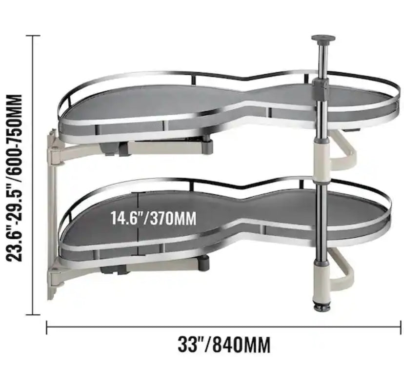 Swing Left Blind Corner Cabinet Pull Out for 36 in. Cabinet 2 Tier Swing Tray Soft Close Cloud Blind Kitchen Cabinet