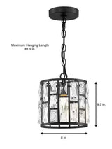 Kristella 1-Light Black Crystal Pendant Light