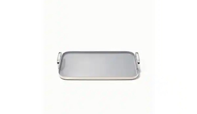 Square 11 .5 in. Ceramic Nonstick Double Burner Skillet in Cream