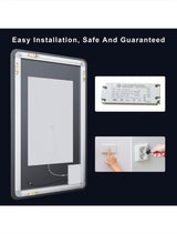 30 in. W x 40 in. H Rectangular Frameless LED Adjustable Backlit Anti-Fog Wall Mirror Bathroom Vanity Mirror