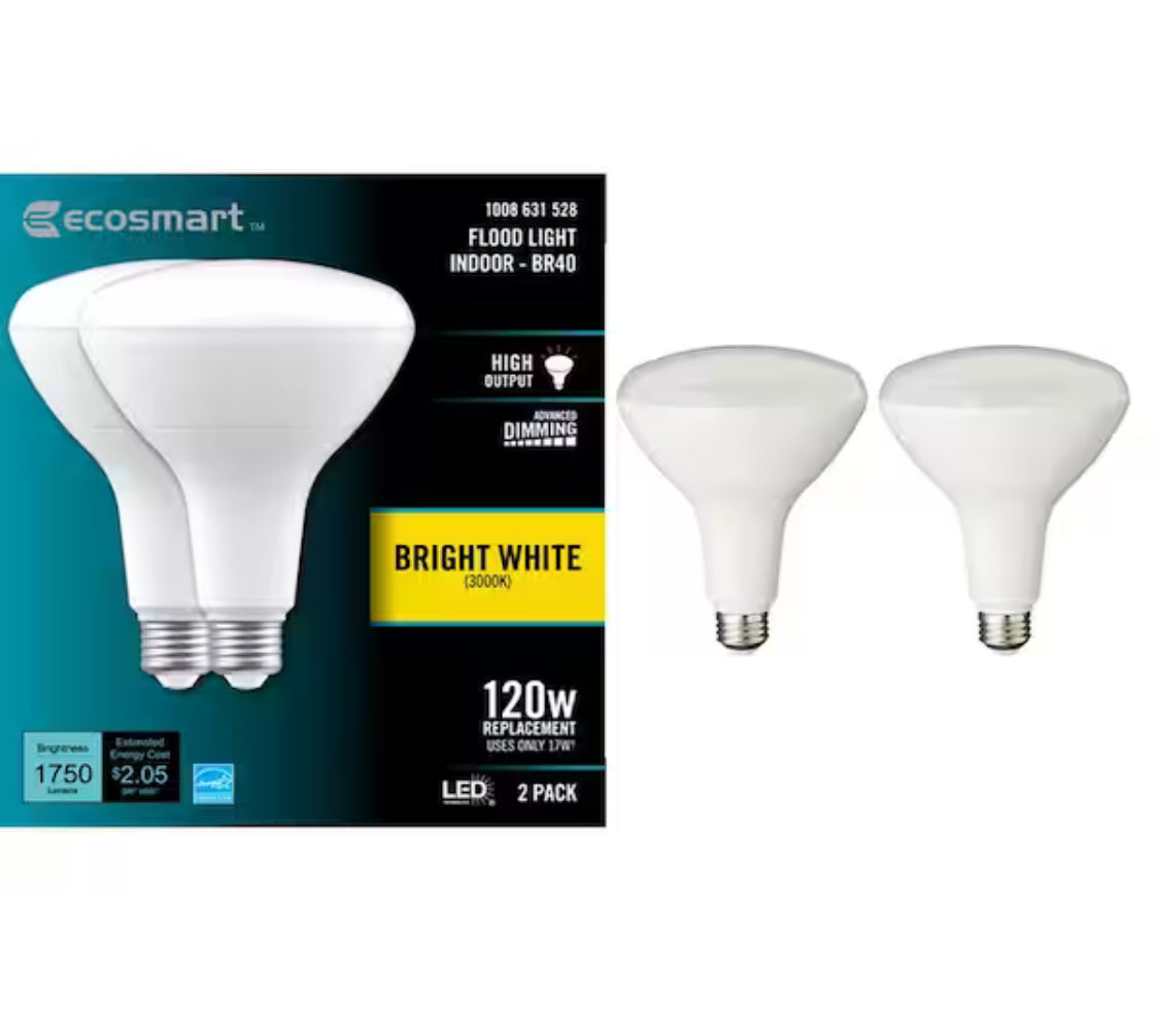 120-Watt Equivalent BR40 Flood Energy Star Dimmable CEC LED Light Bulb Bright White (2-Pack)