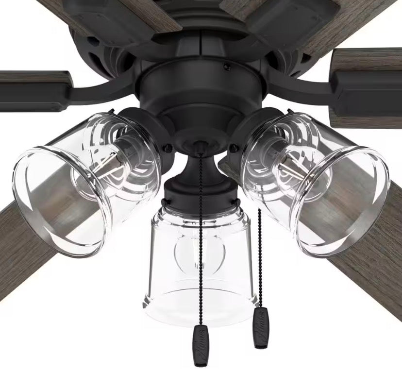 Alvarado 52 in. Indoor Matte Black Low Profile Standard Ceiling Fan with LED Lights Included