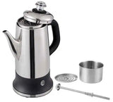 12-Cup Electric Coffee Percolator, 304 Stainless Steel Brewer with Keep Warm Function and Heat-Resistant Handle, Silver