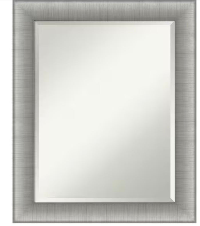 Medium Rectangle Pewter Silver Metallic Beveled Glass Modern Mirror (28.75 in. H x 22.75 in. W)