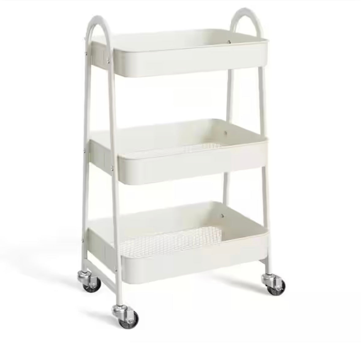 3 Tier Small Rolling Cart, Metal Utility Storage Organizer Kitchen Trolley Bathroom Laundry Room Bar Office Shelves