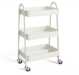 3 Tier Small Rolling Cart, Metal Utility Storage Organizer Kitchen Trolley Bathroom Laundry Room Bar Office Shelves