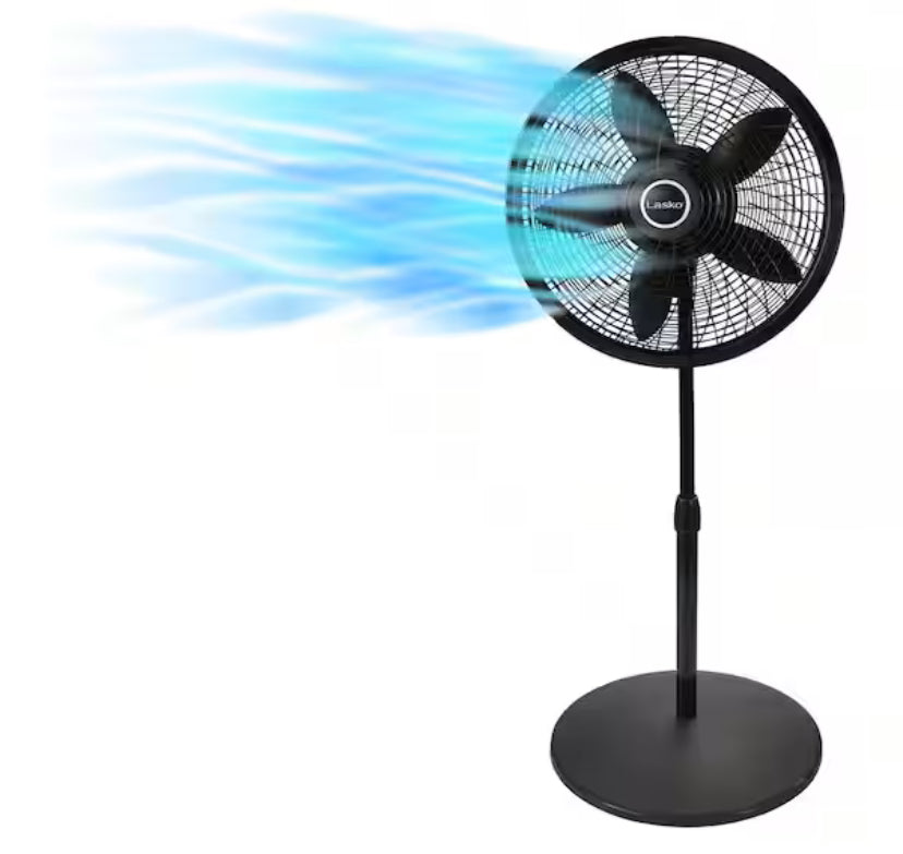 18 in. 3 Speed Oscillating Pedestal Fan with Adjustable Height, Easy Assembly, and Quiet Cooling for Any Room in Black