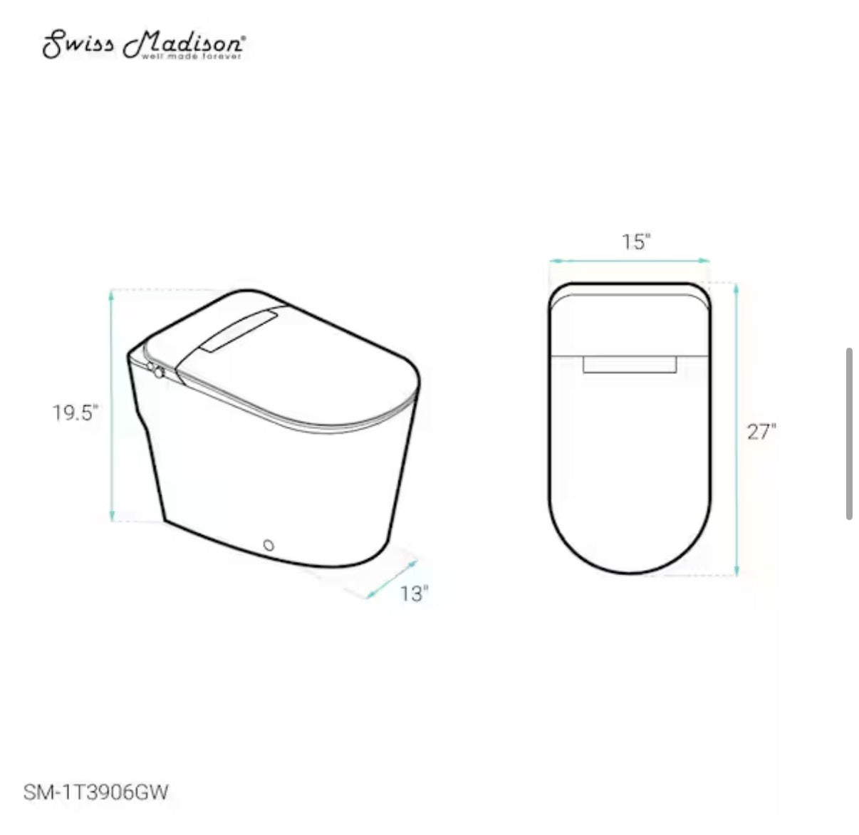 Hugo H Power Flush 1-Piece Toilet 12 in. Rough-in 1.1GPF Elongated Non-Electric ADA Toilet w/ Integrated Tank and Bidet