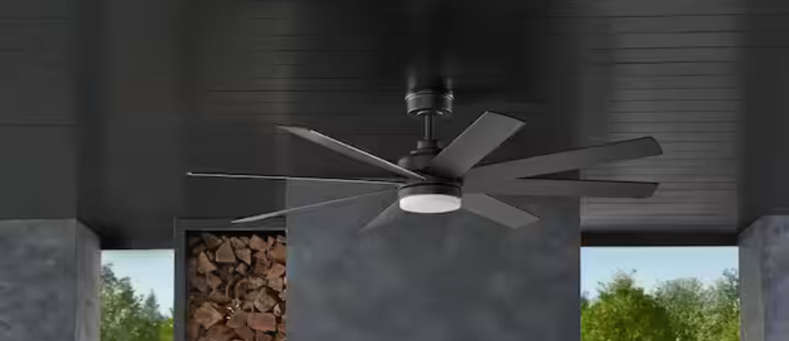 Celene II 62 in. Indoor/Outdoor Matte Black DC Motor Ceiling Fan with Adjustable White Integrated LED w/ Remote Included