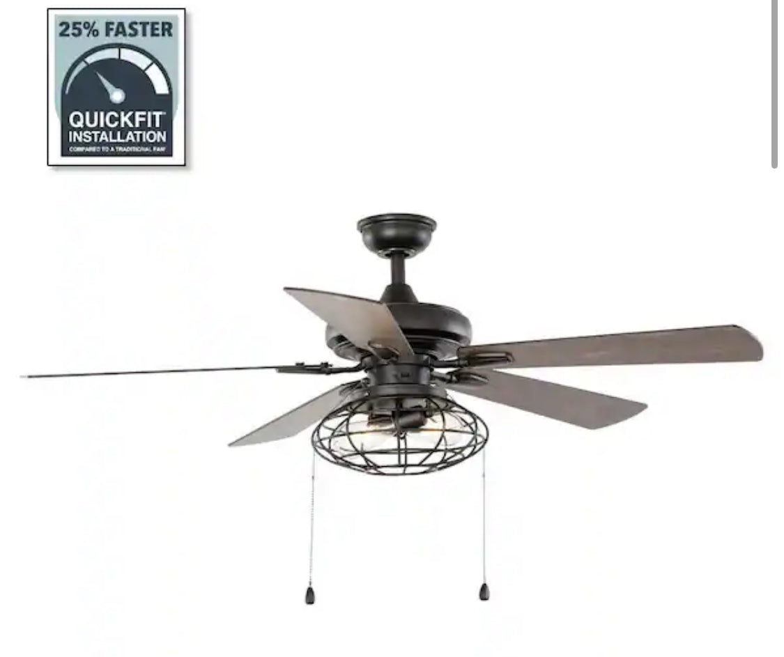 Ellard 52 in. LED Indoor Matte Black Ceiling Fan with Light