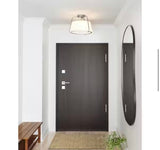 Corbin 15 in. 2-Light Brushed Nickel Transitional Semi-Flush Mount with White Opal Glass Shade