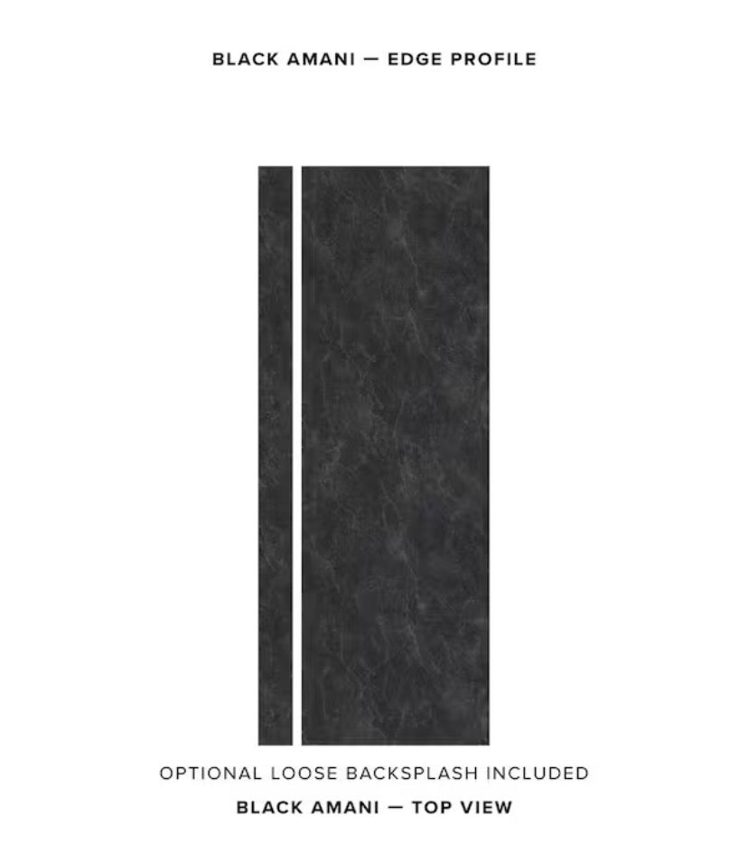 6 ft. L x 25 in. D Engineered Composite Countertop in Black Amani with Satin Finish